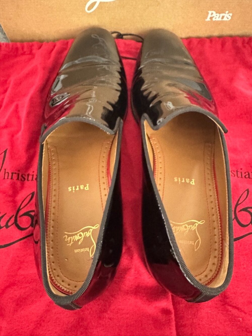 Christian Louboutin Dandelion Black Patent Leather Tuxedo Loafers 9 - Picture 8 of 10